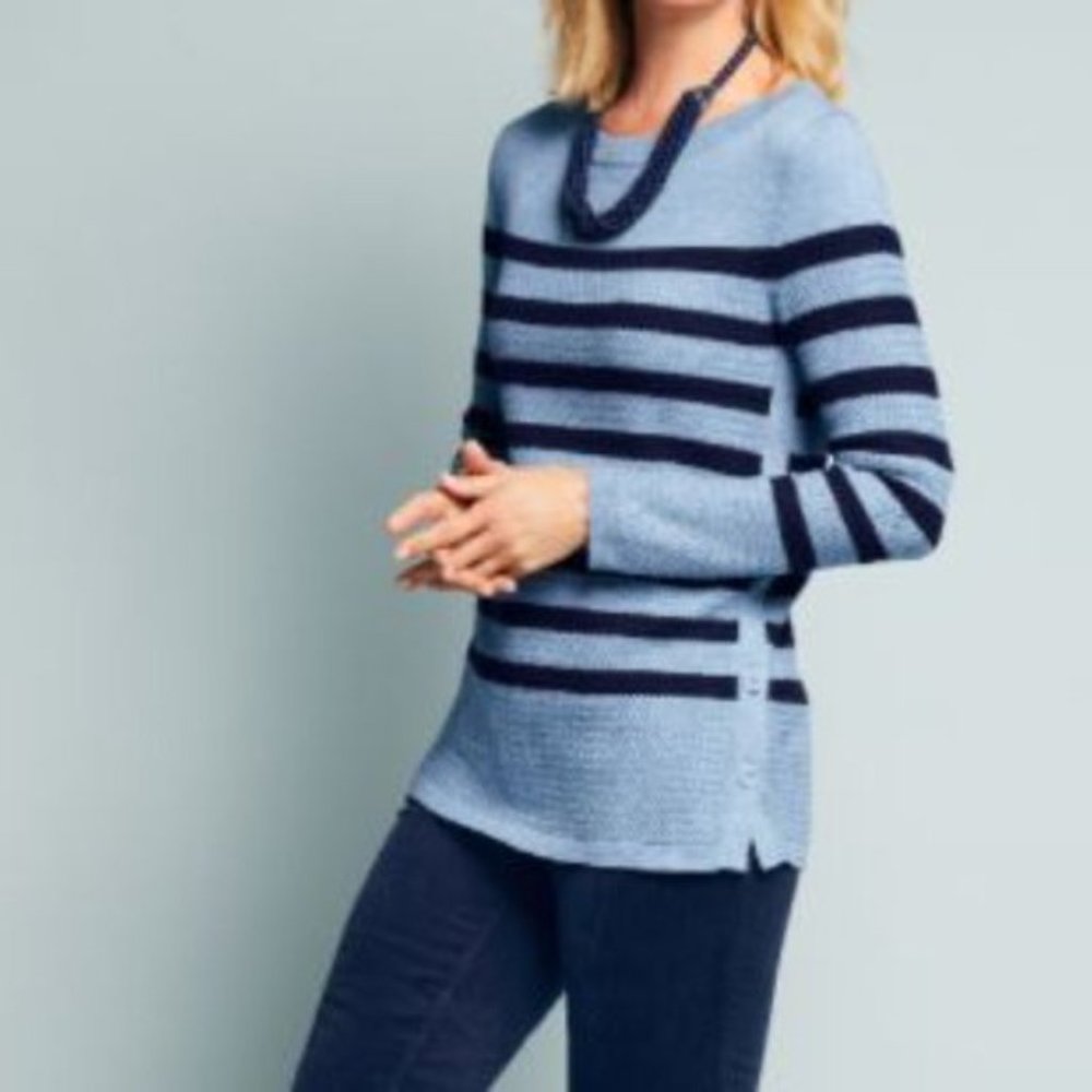 Talbots Blue & Navy Striped Sweater M